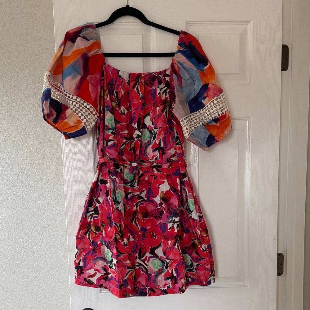 French Connection Colorful Floral Puff Sleeve Mini Dress